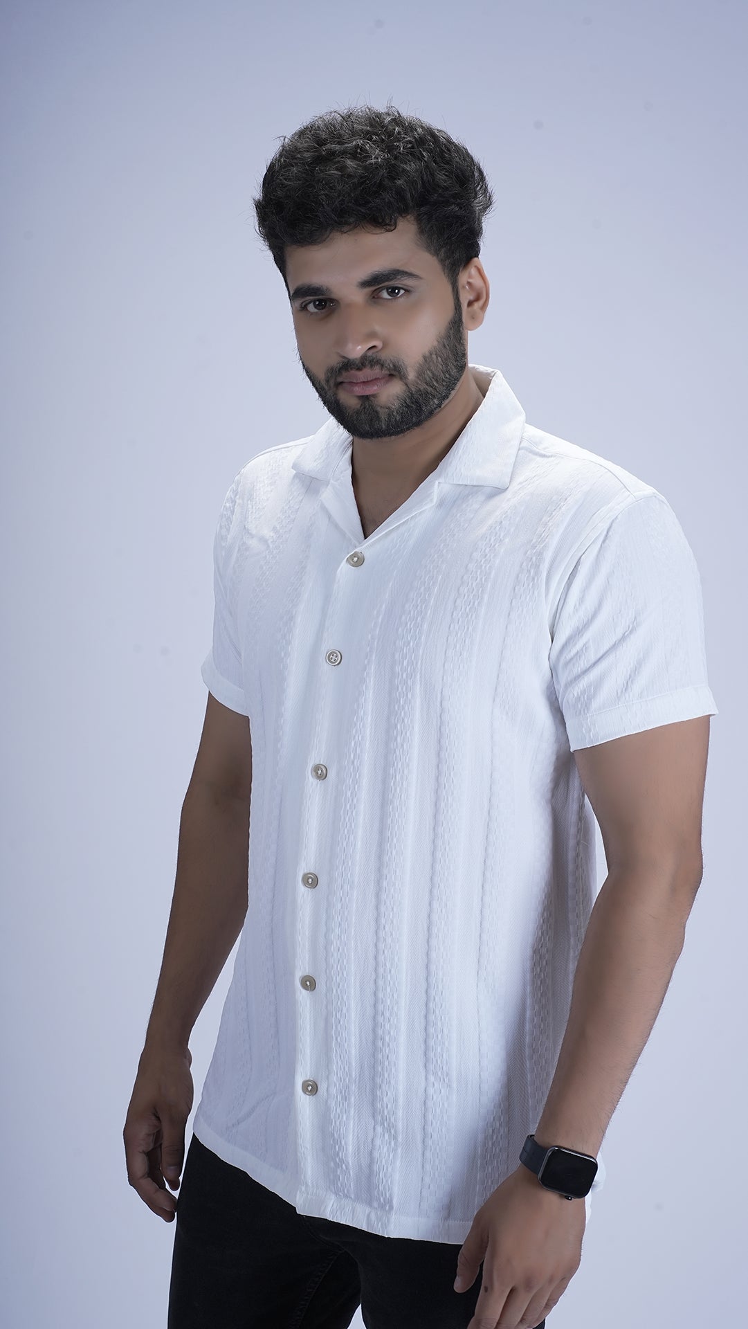 Ivory Snow White Textured Cotton Shirt