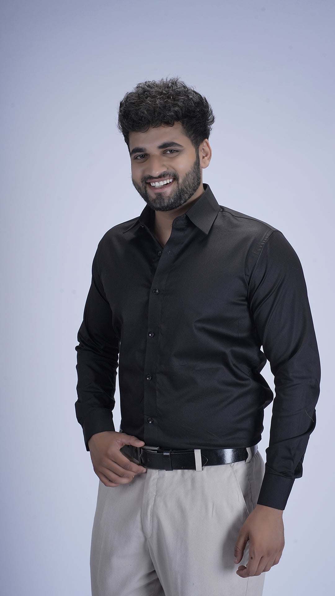 Classic Jet Black Luxury Satin Shirt