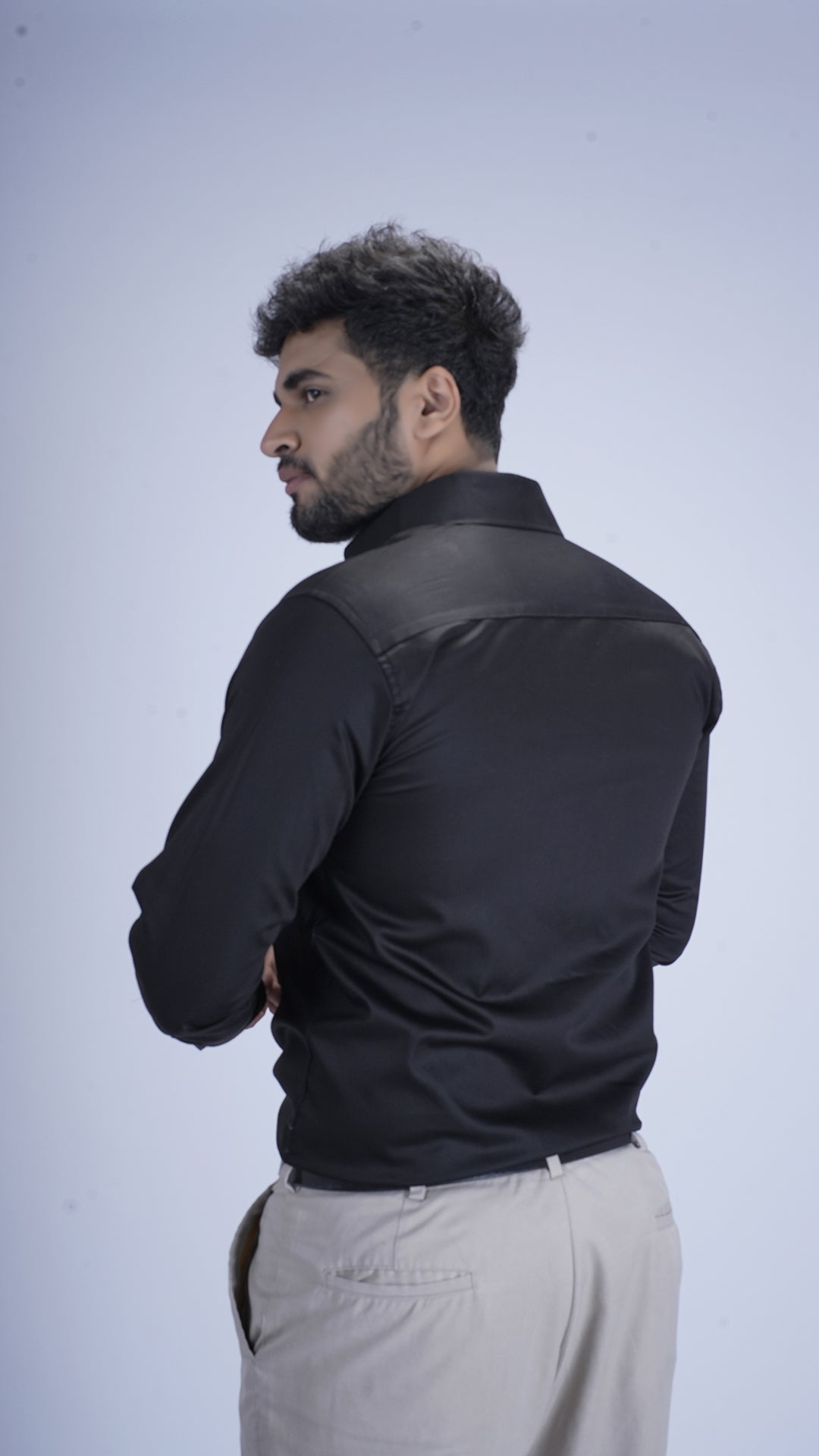 Classic Jet Black Luxury Satin Shirt
