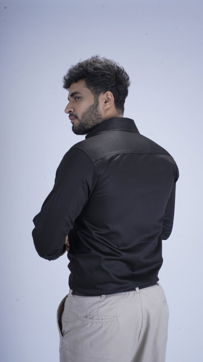 Classic Jet Black Luxury Satin Shirt