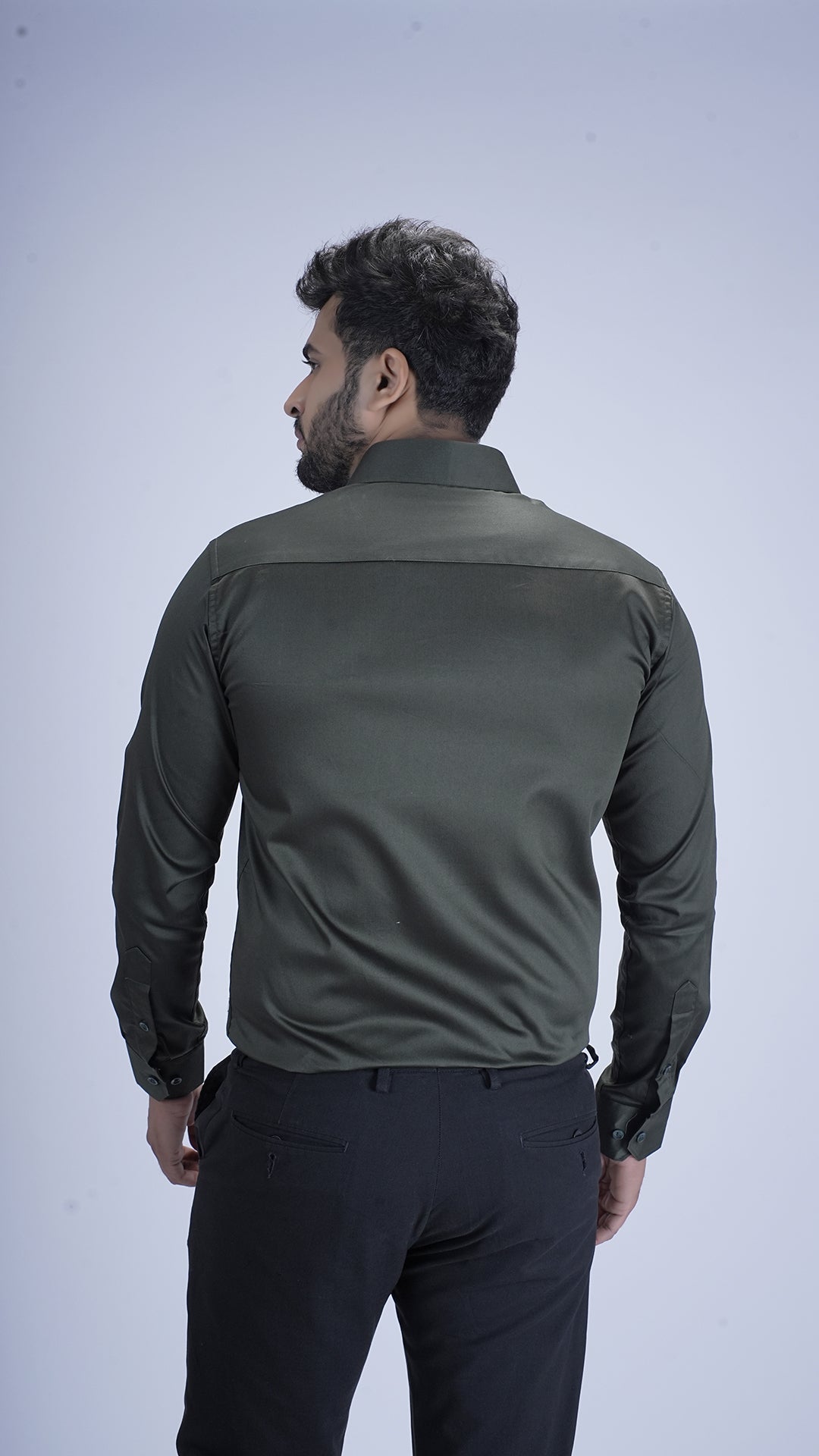 Deep Olive Luxury Satin Shirt