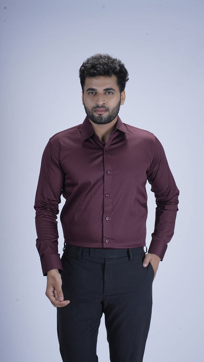 Rich Maroon Wine Luxury Satin Shirt