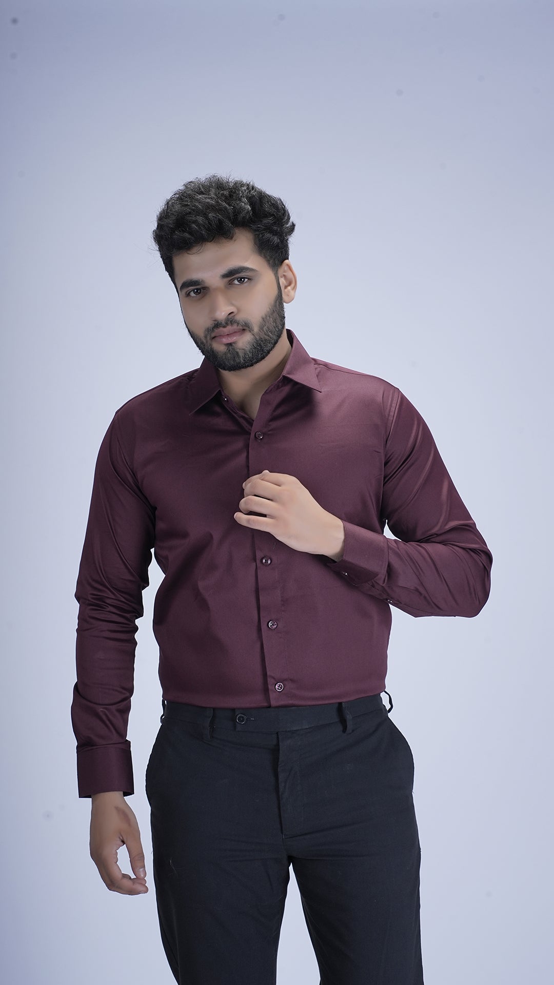 Rich Maroon Wine Luxury Satin Shirt