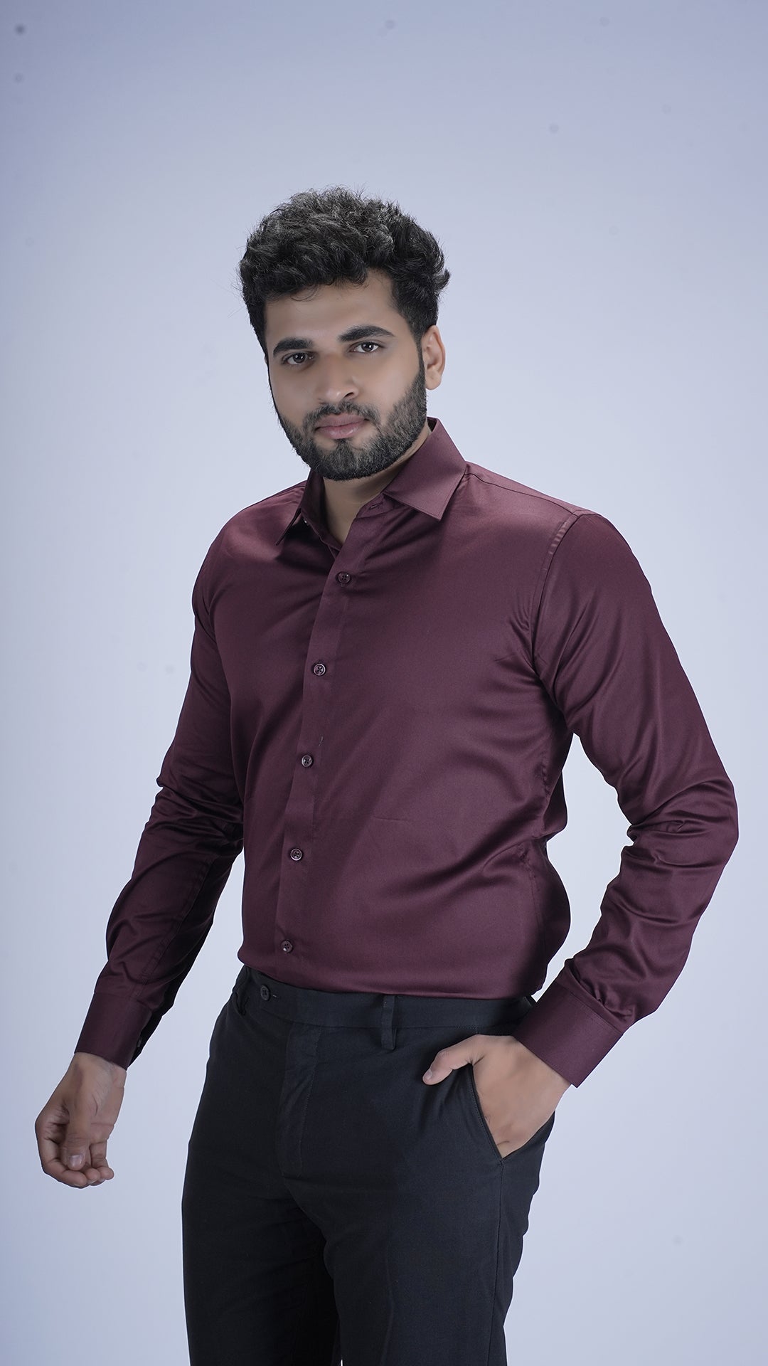Rich Maroon Wine Luxury Satin Shirt