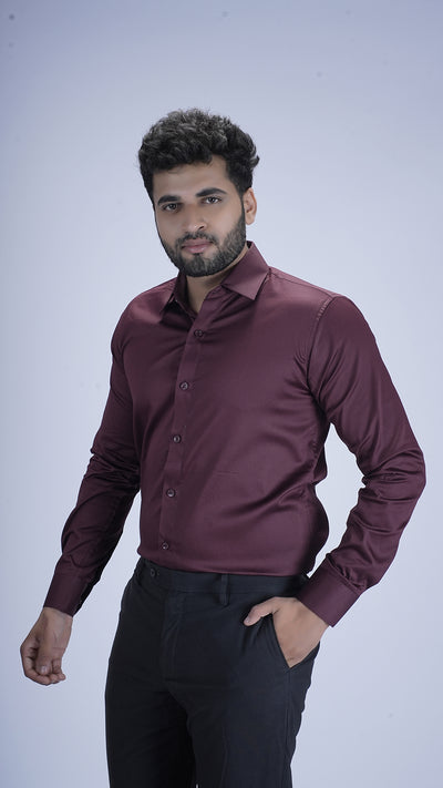 Rich Maroon Wine Luxury Satin Shirt