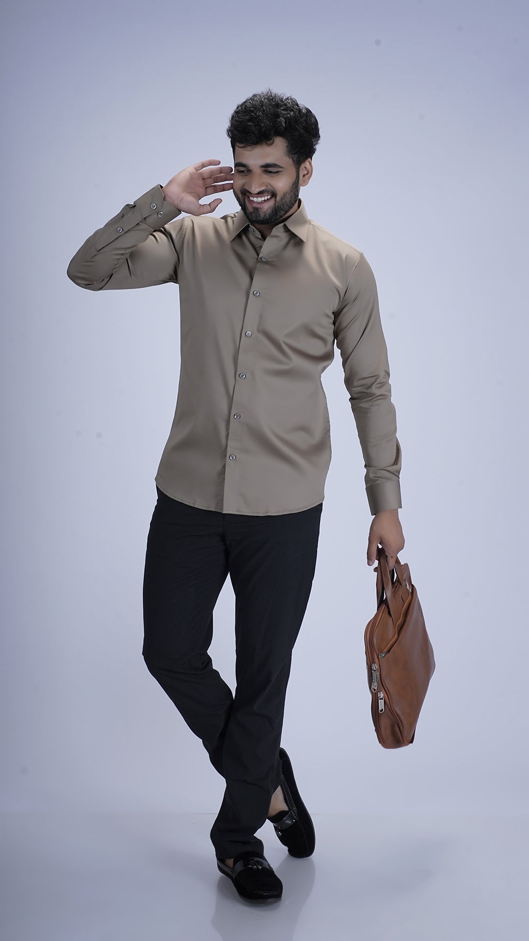Soft Almond Luxury Satin Shirt