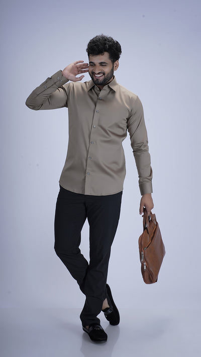 Soft Almond Luxury Satin Shirt