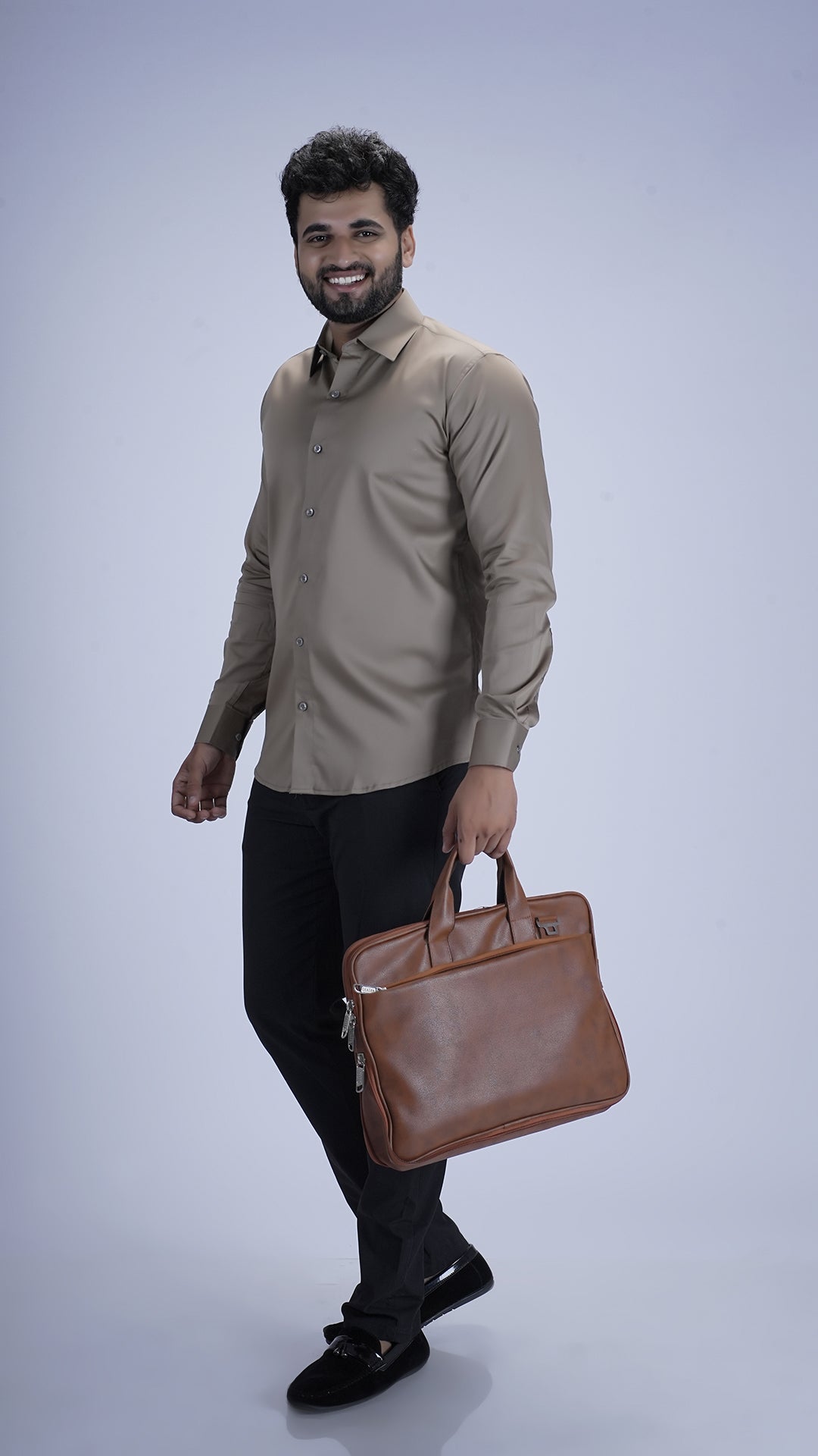 Soft Almond Luxury Satin Shirt