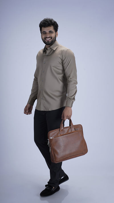 Soft Almond Luxury Satin Shirt