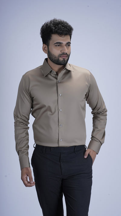 Soft Almond Luxury Satin Shirt