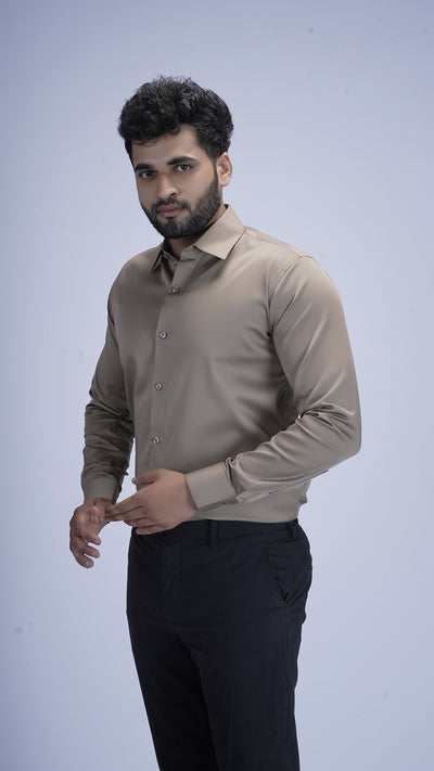 Soft Almond Luxury Satin Shirt