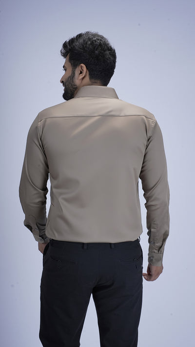 Soft Almond Luxury Satin Shirt