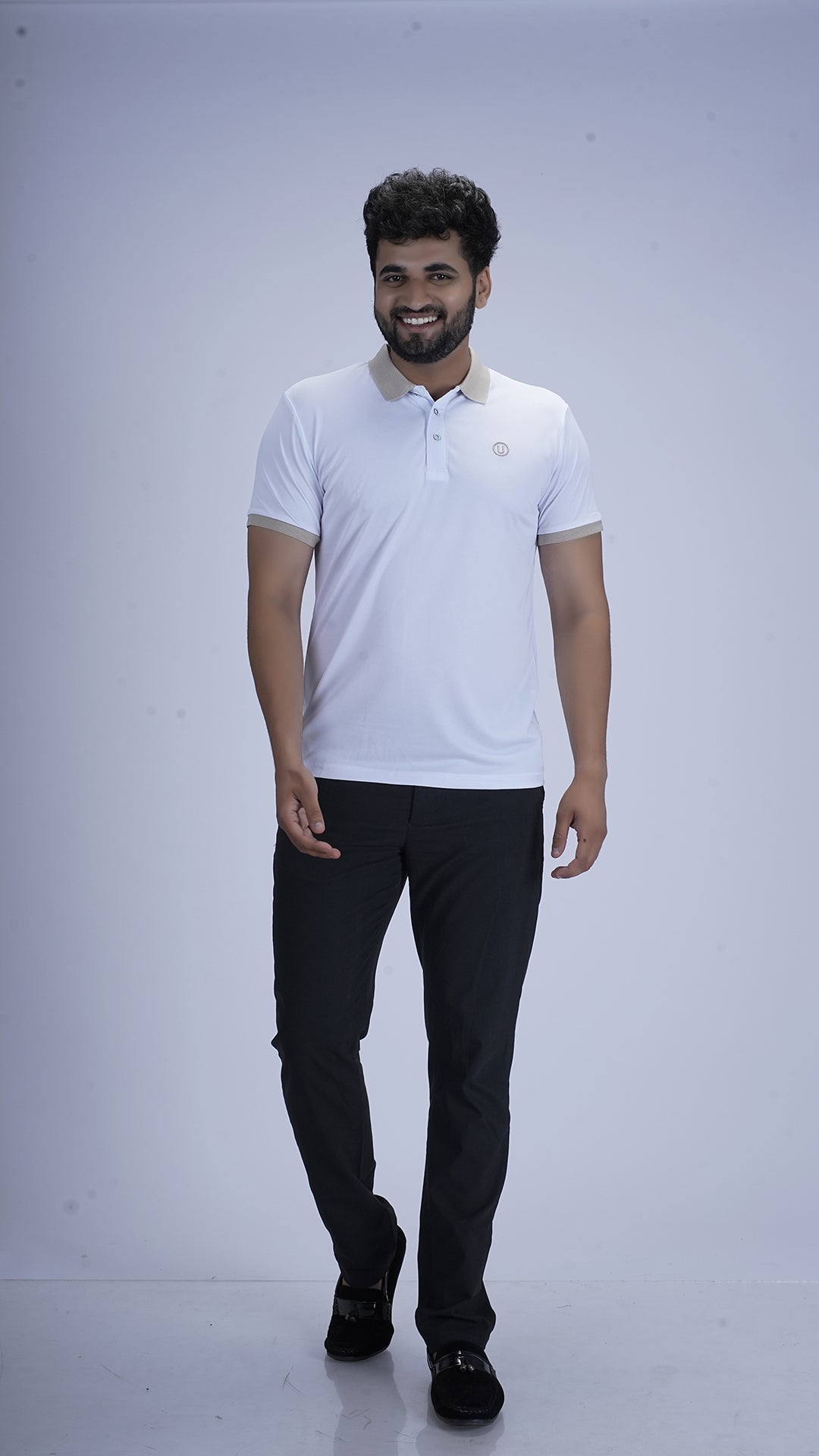 SlateEdge Polo – Ivory Sand Edition