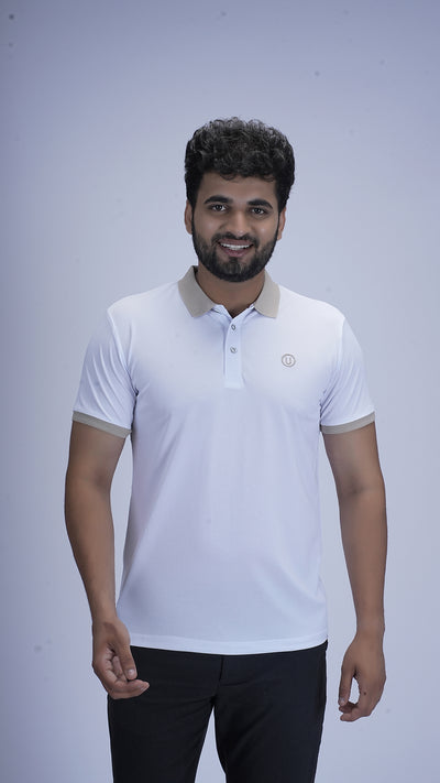 SlateEdge Polo – Ivory Sand Edition