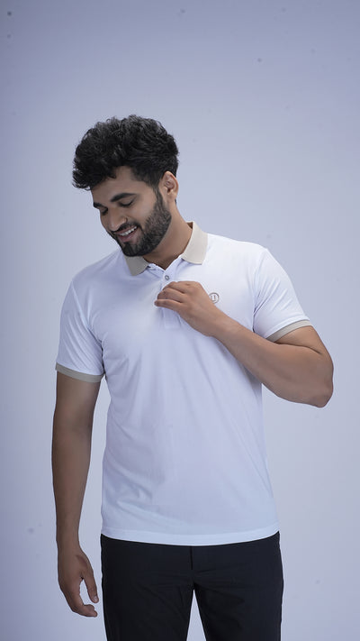 SlateEdge Polo – Ivory Sand Edition