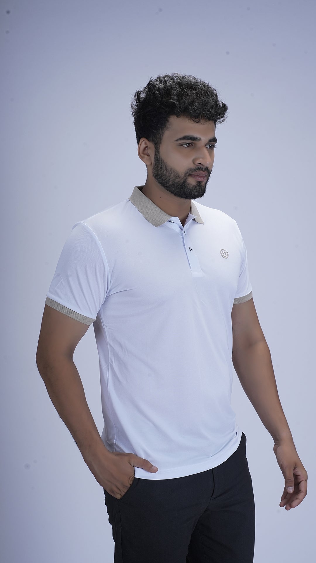 SlateEdge Polo – Ivory Sand Edition