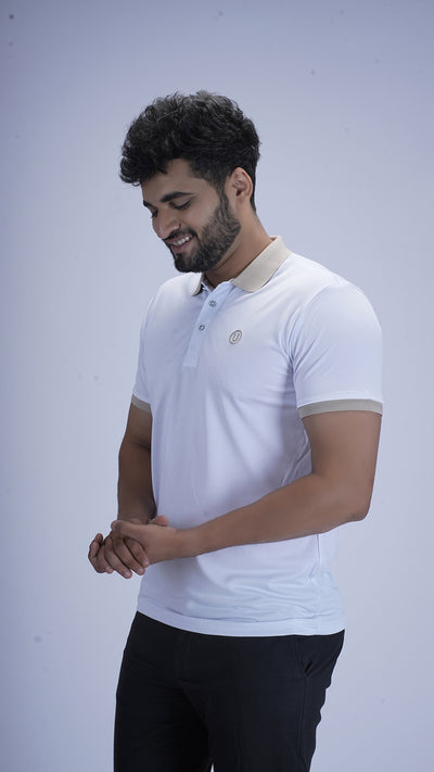 SlateEdge Polo – Ivory Sand Edition
