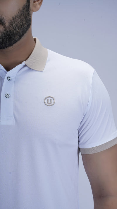 SlateEdge Polo – Ivory Sand Edition