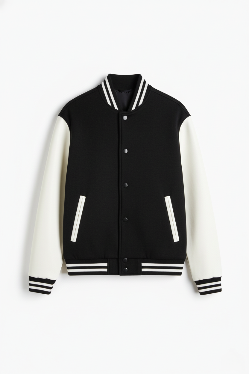 Charcoal Black Varsity Jacket