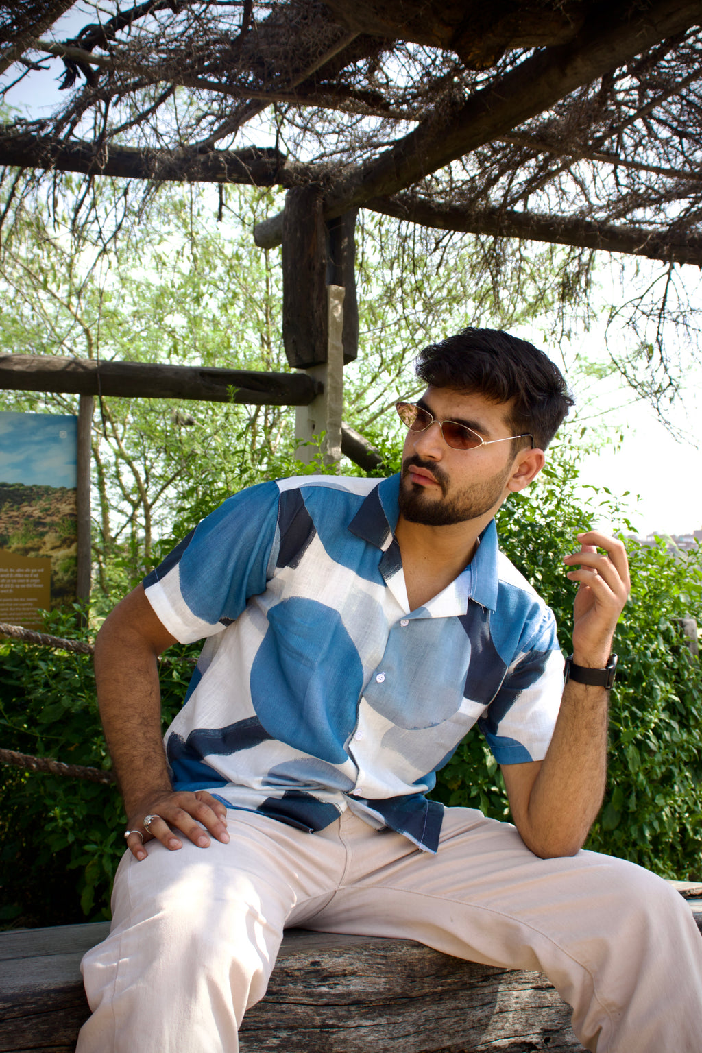 Blue Geo Abstract Art Shirt