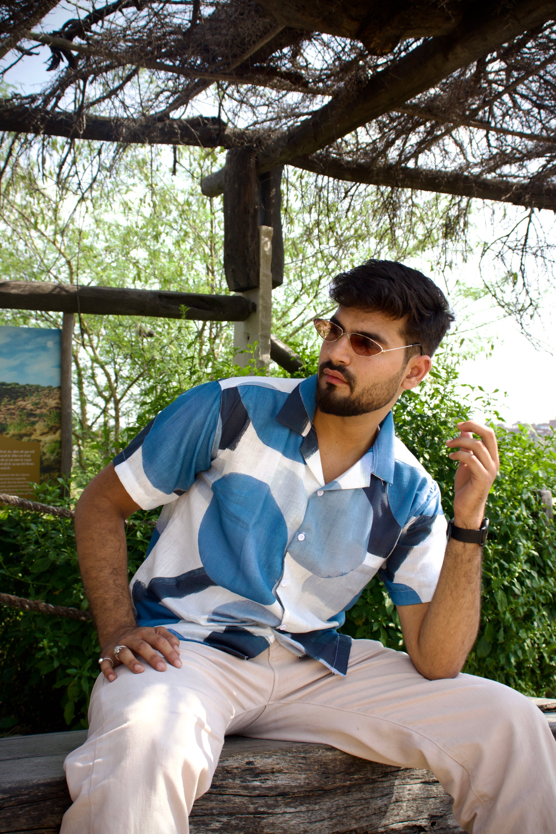 Blue Geo Abstract Art Shirt