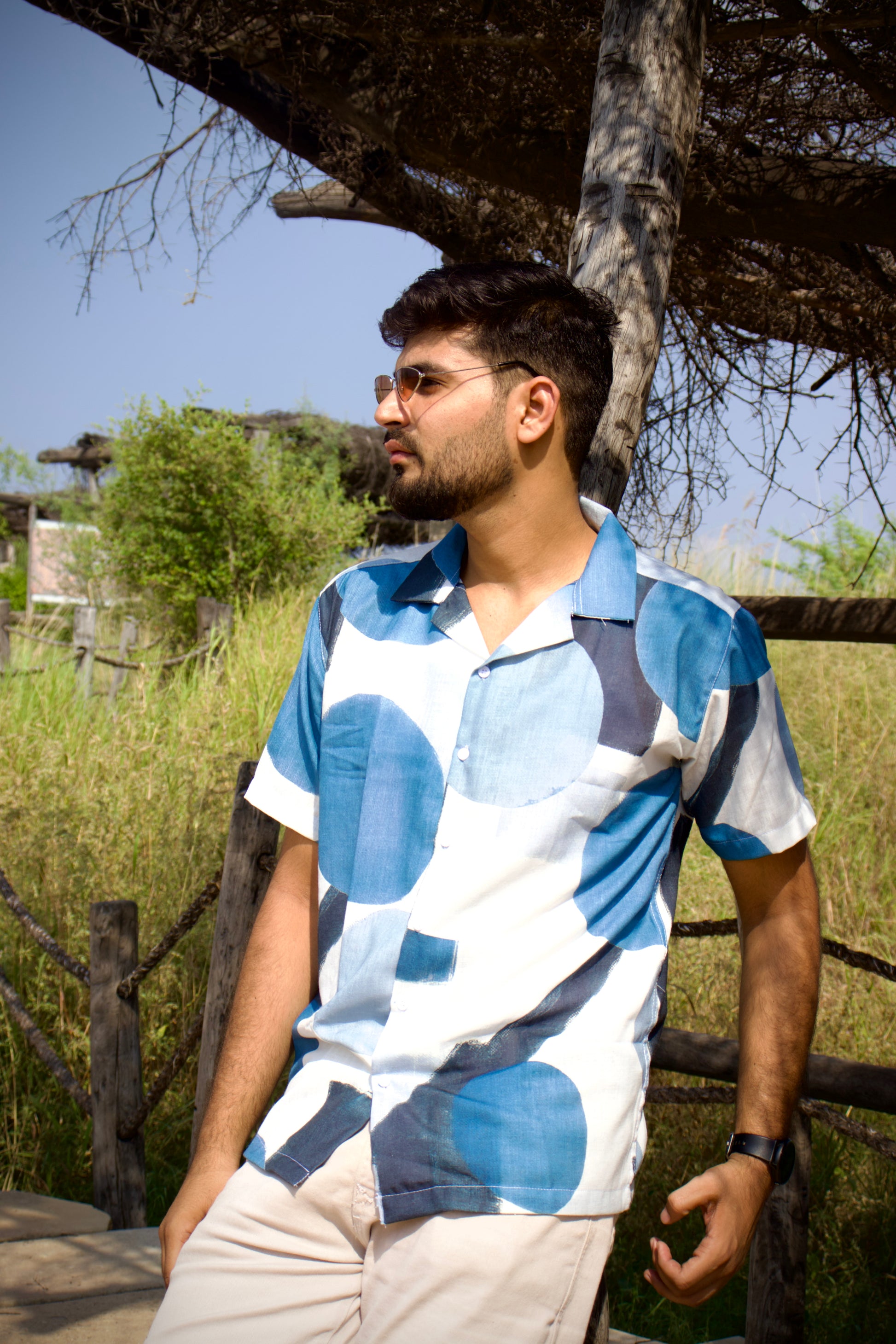 Blue Geo Abstract Art Shirt