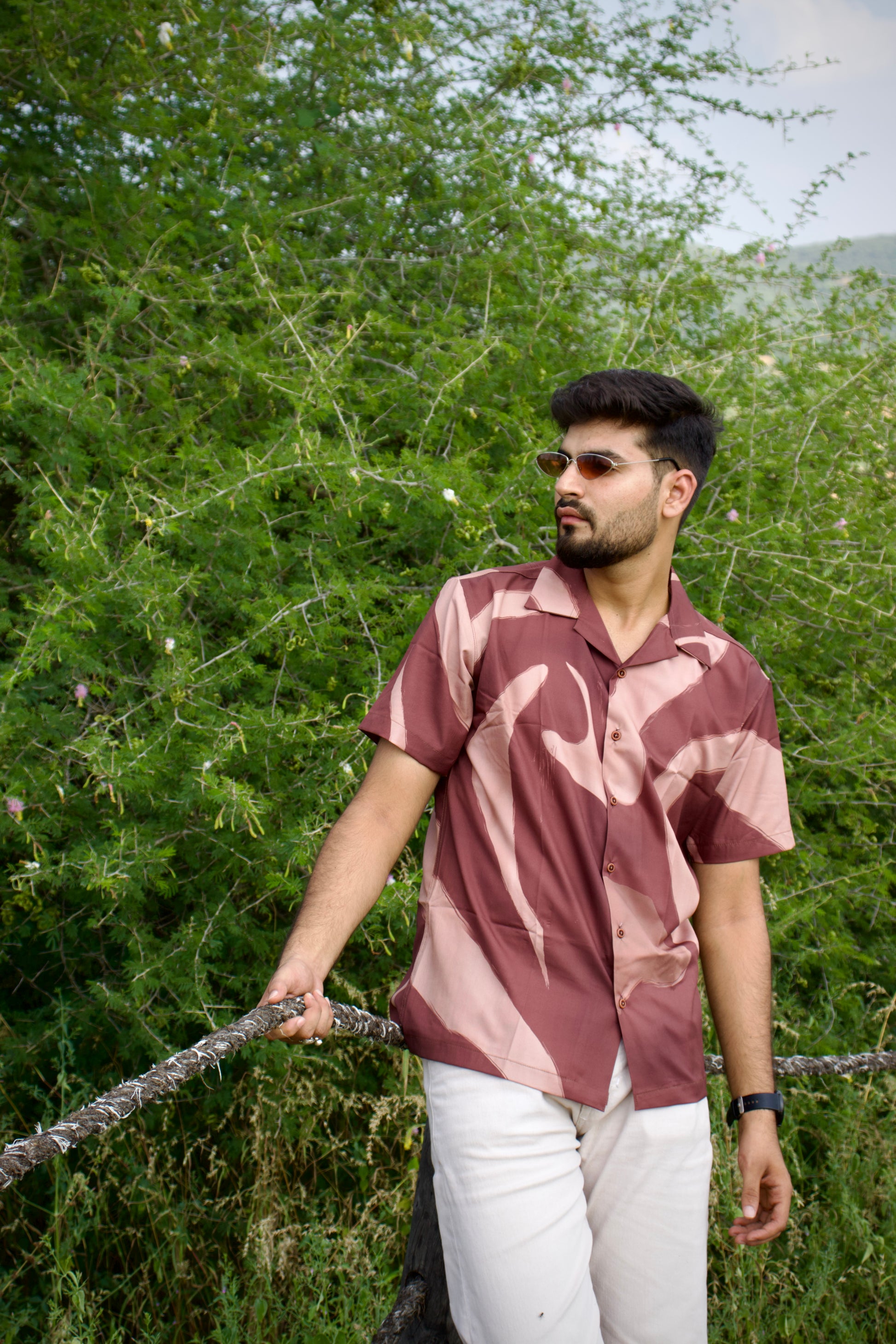 Brown Swirl Textured Shirt