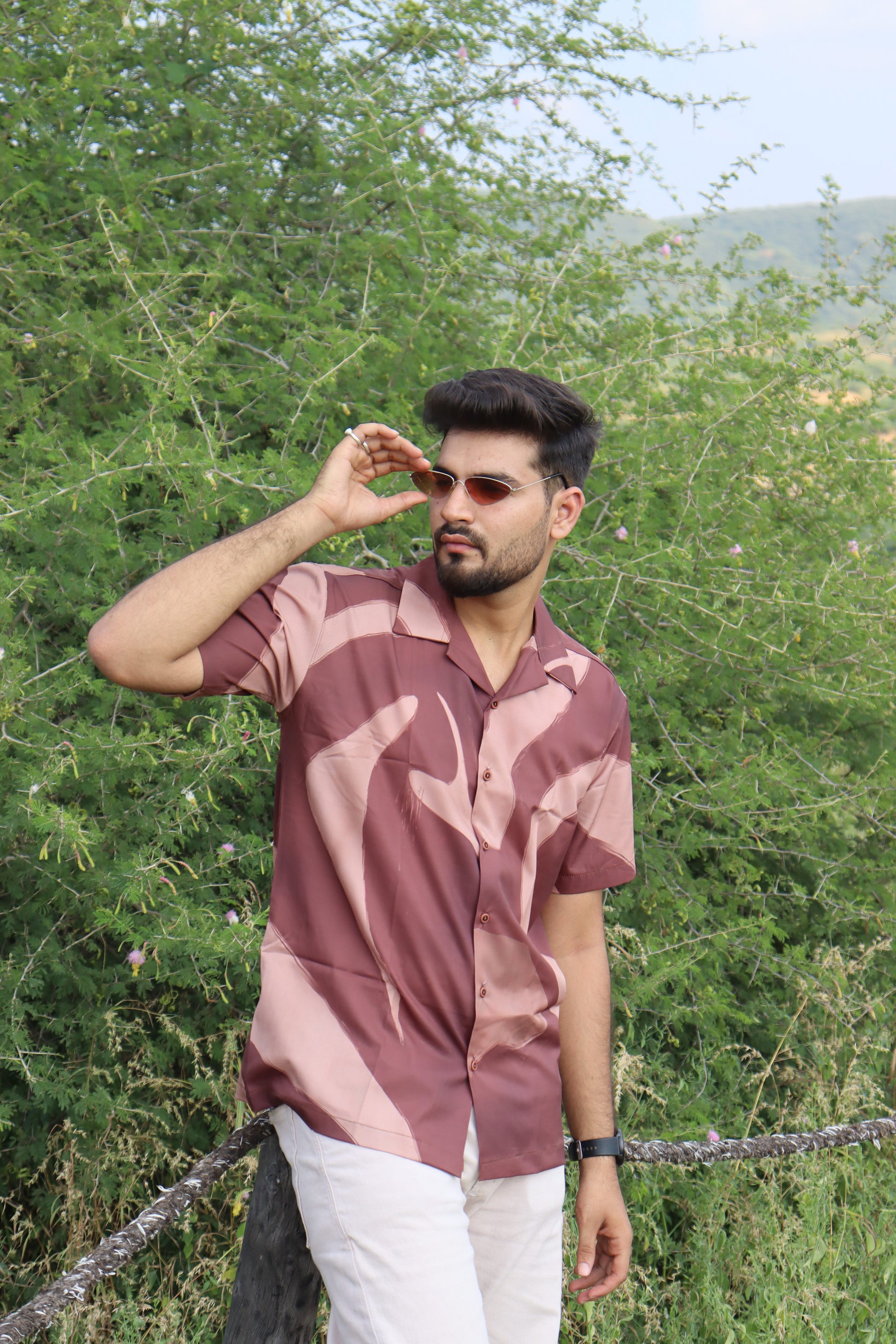 Brown Swirl Textured Shirt