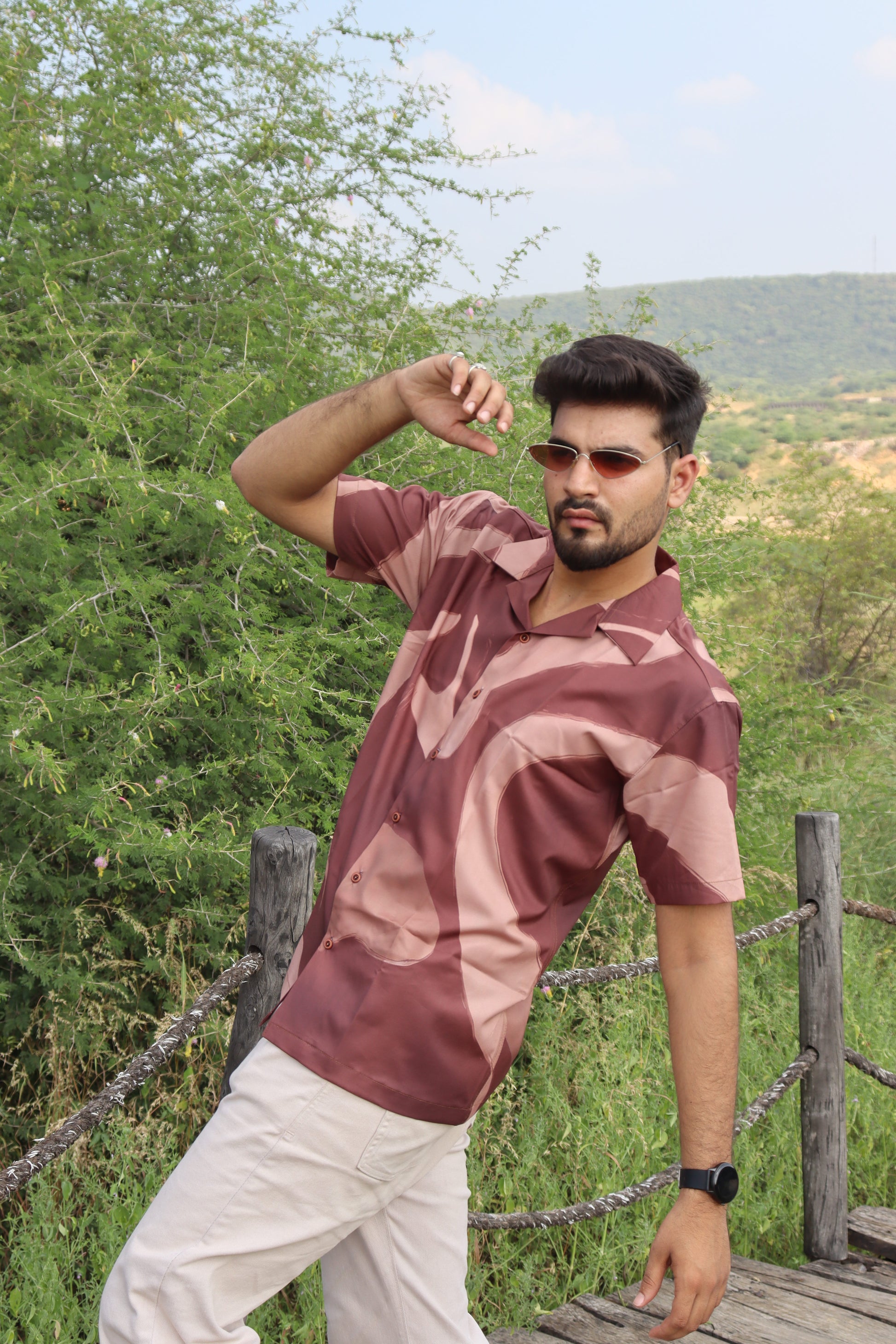 Brown Swirl Textured Shirt