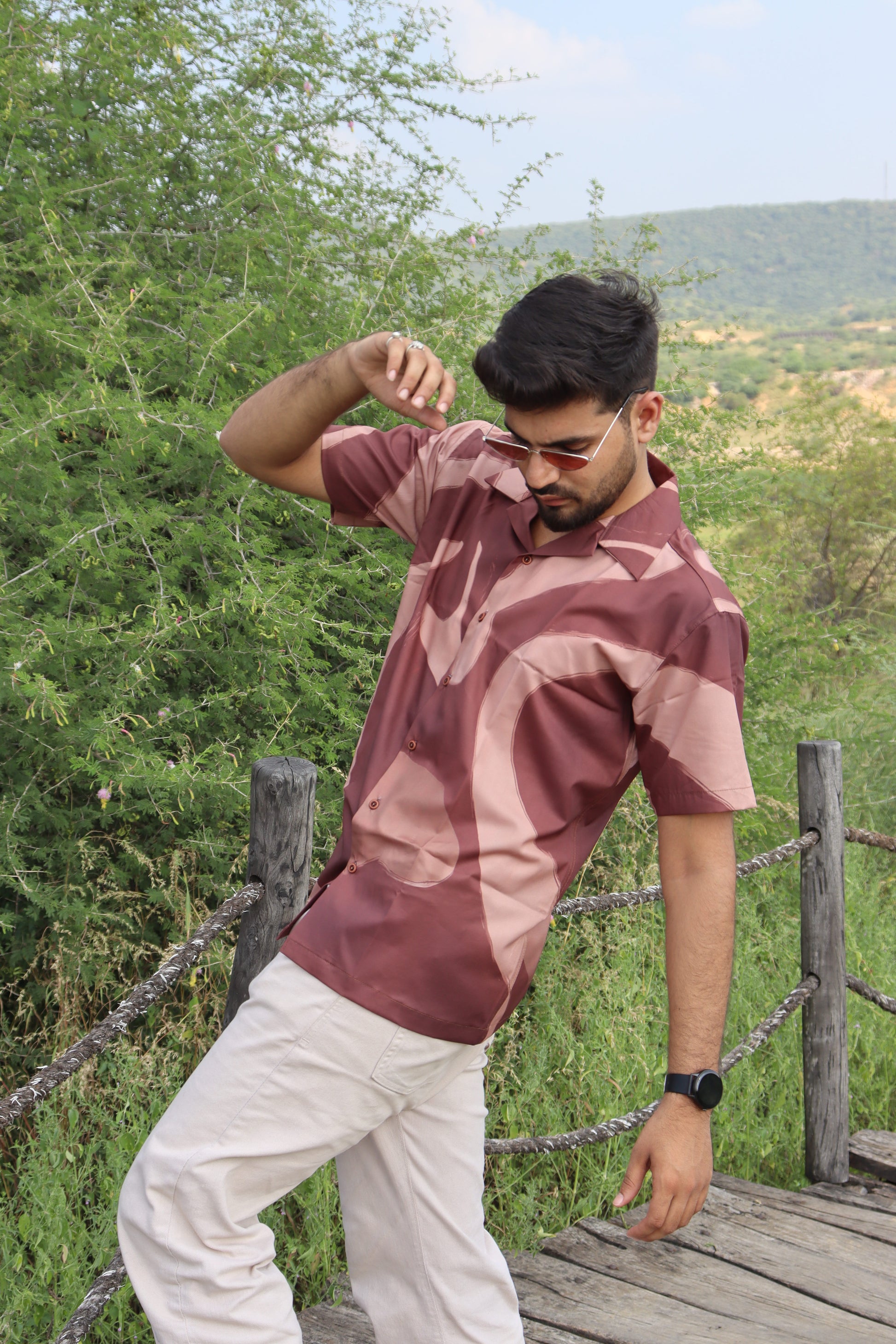 Brown Swirl Textured Shirt