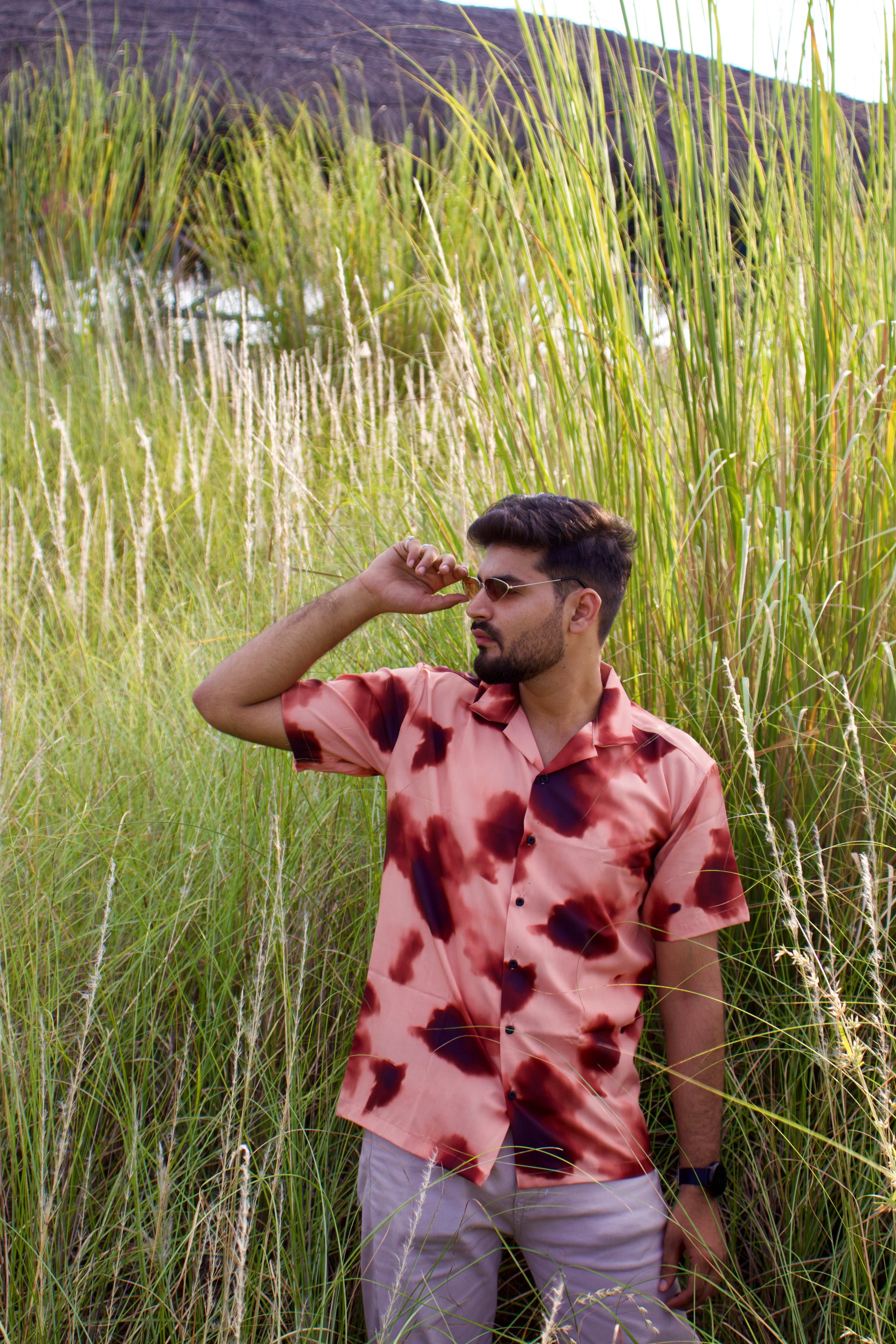 Reddish Tan Watermark Print Shirt