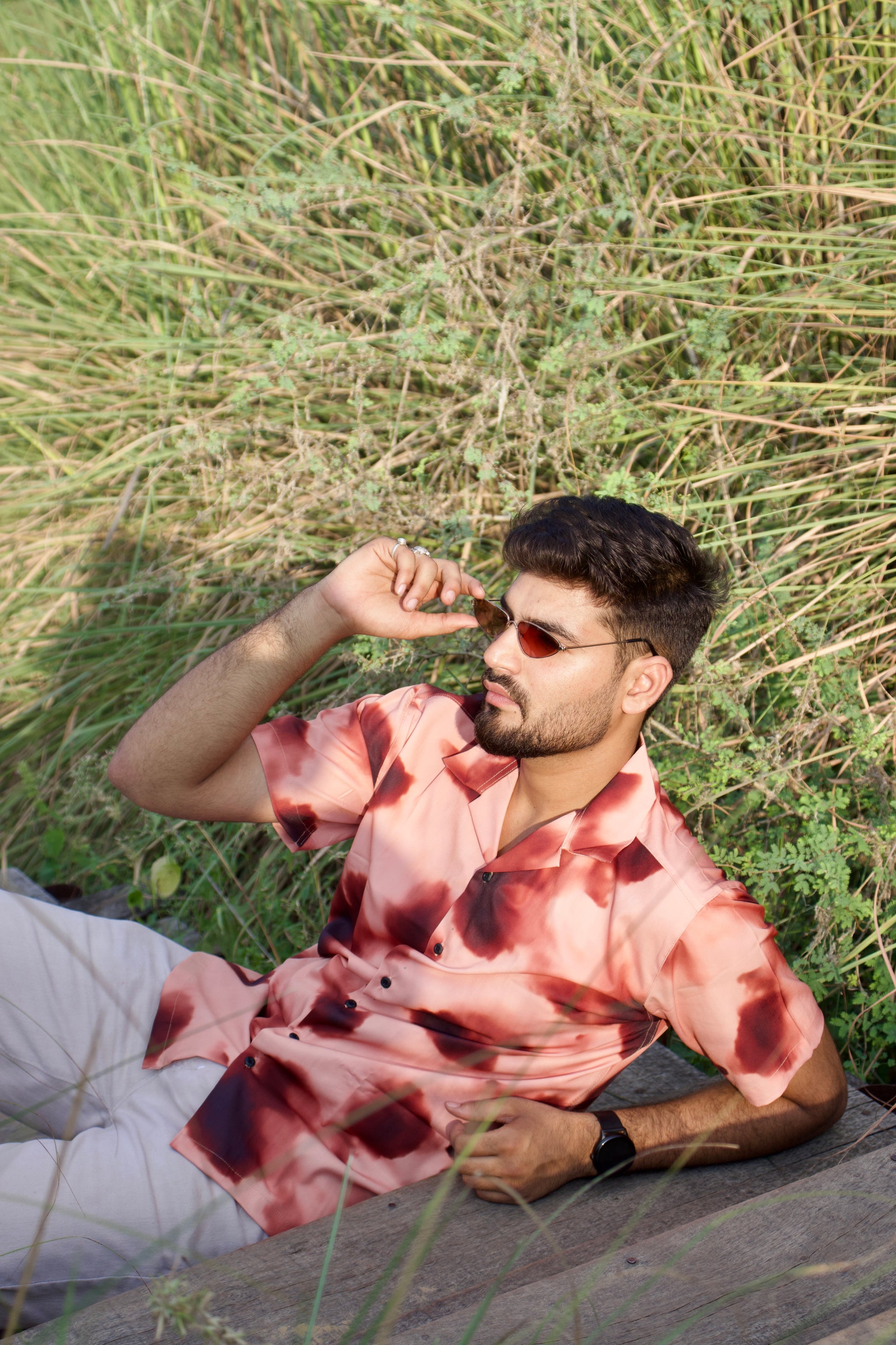 Reddish Tan Watermark Print Shirt