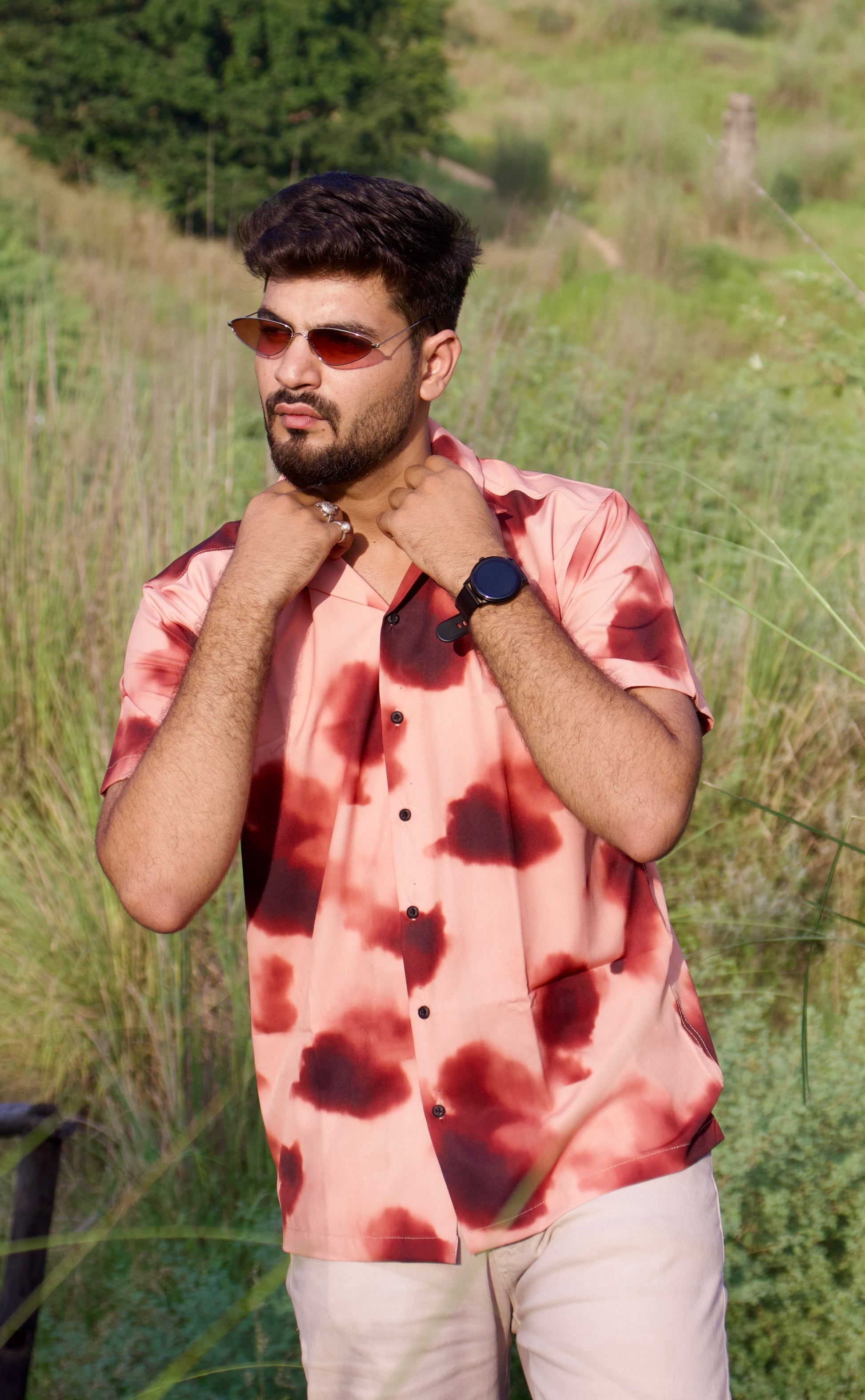 Reddish Tan Watermark Print Shirt