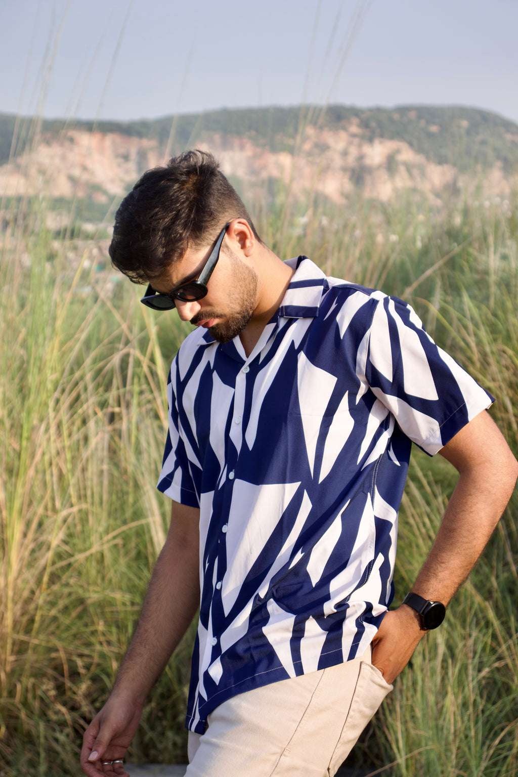 Indigo Brushstroke Textured Shirt