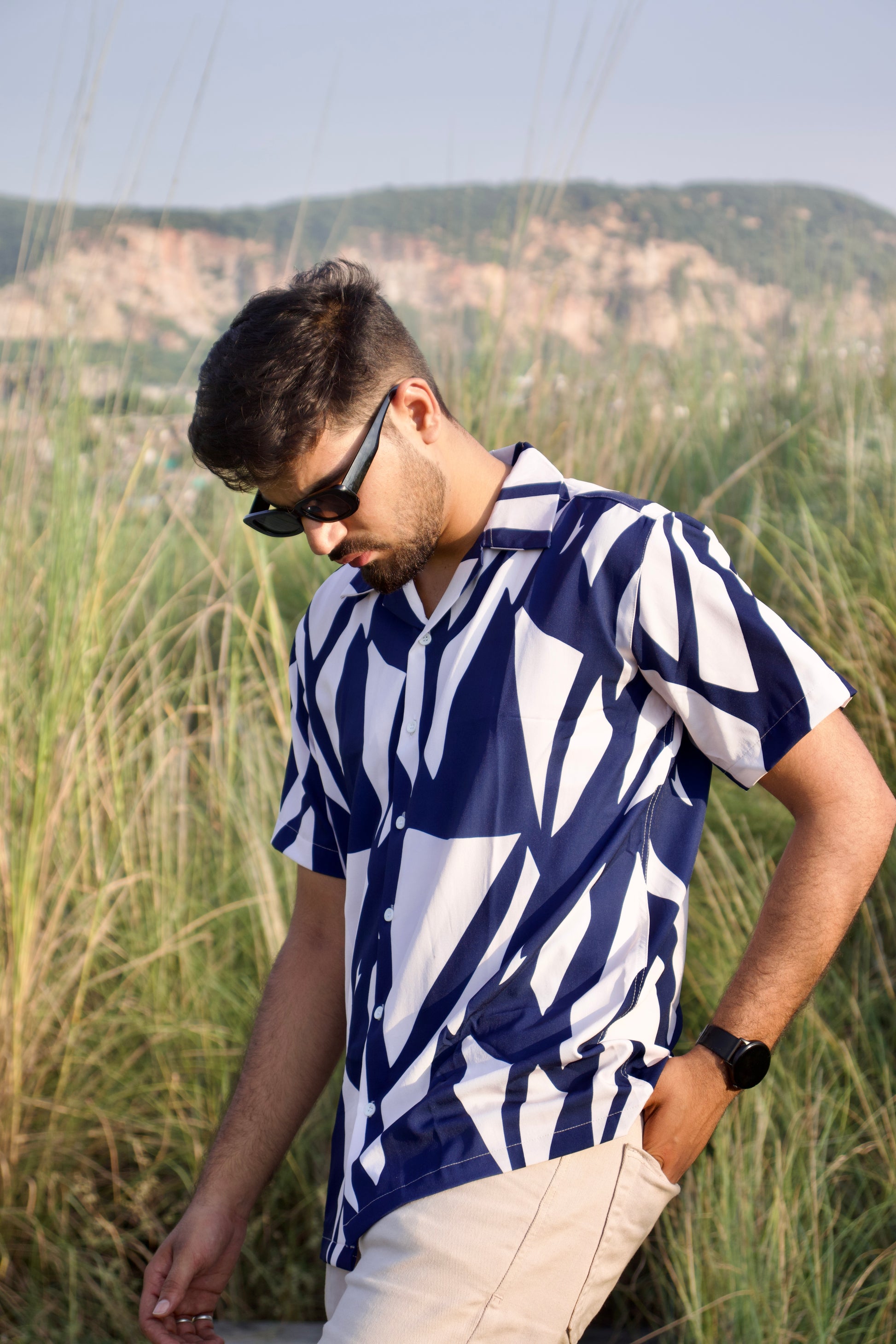 Indigo Brushstroke Textured Shirt
