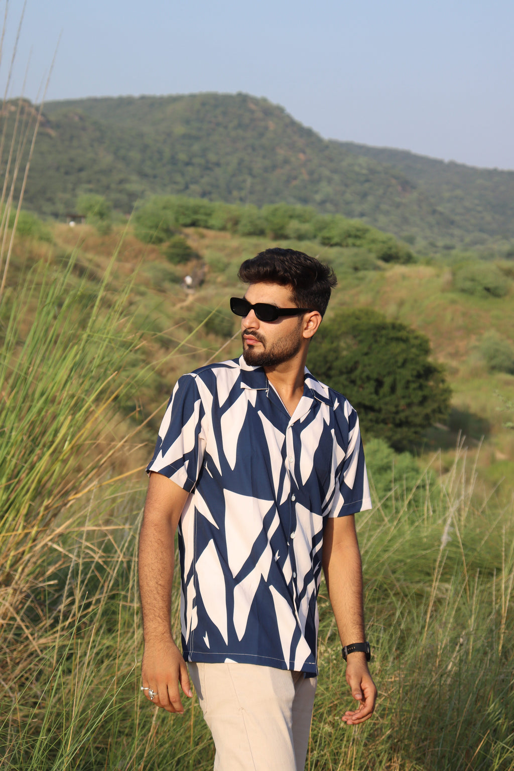 Indigo Brushstroke Textured Shirt
