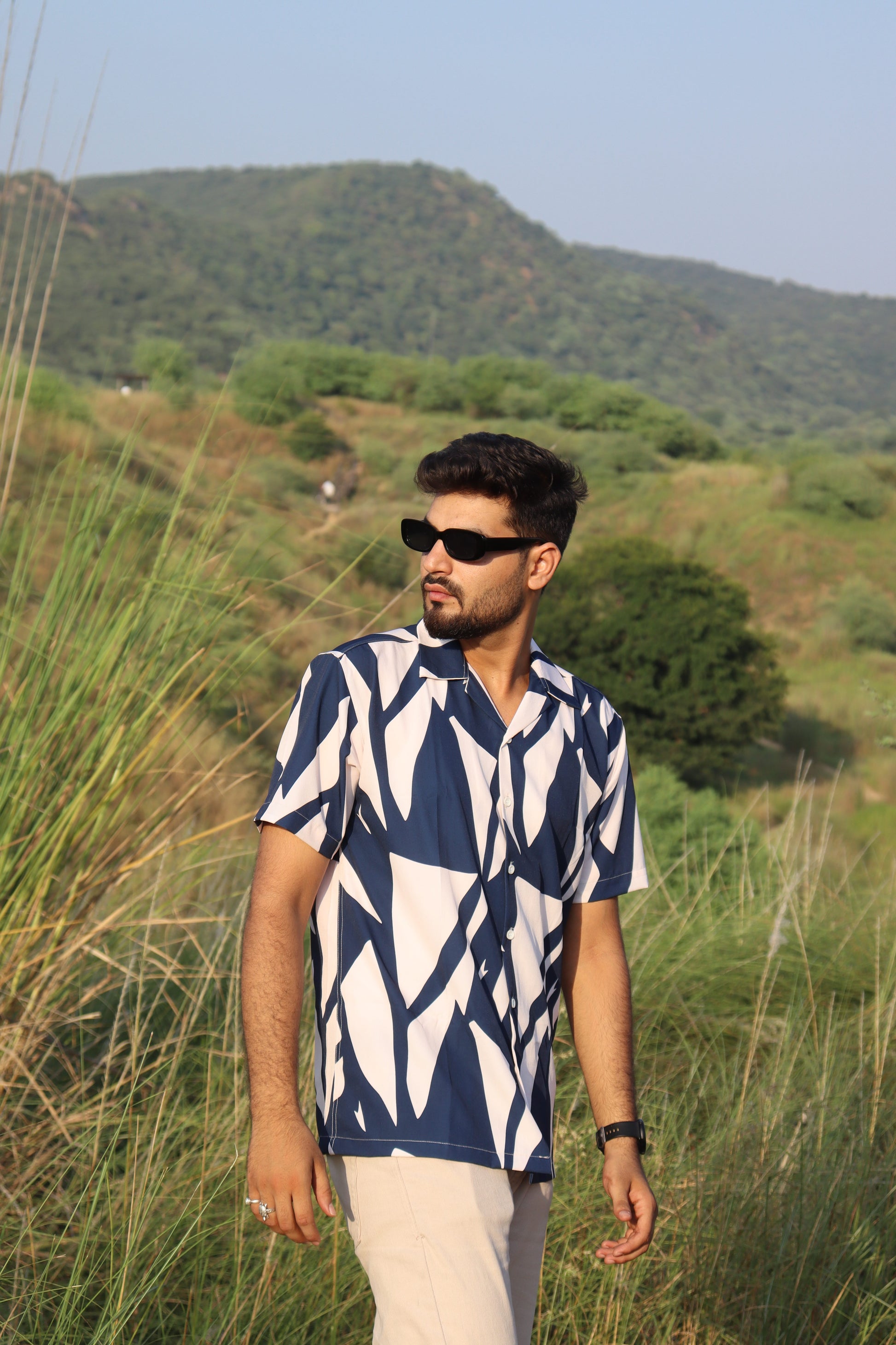 Indigo Brushstroke Textured Shirt