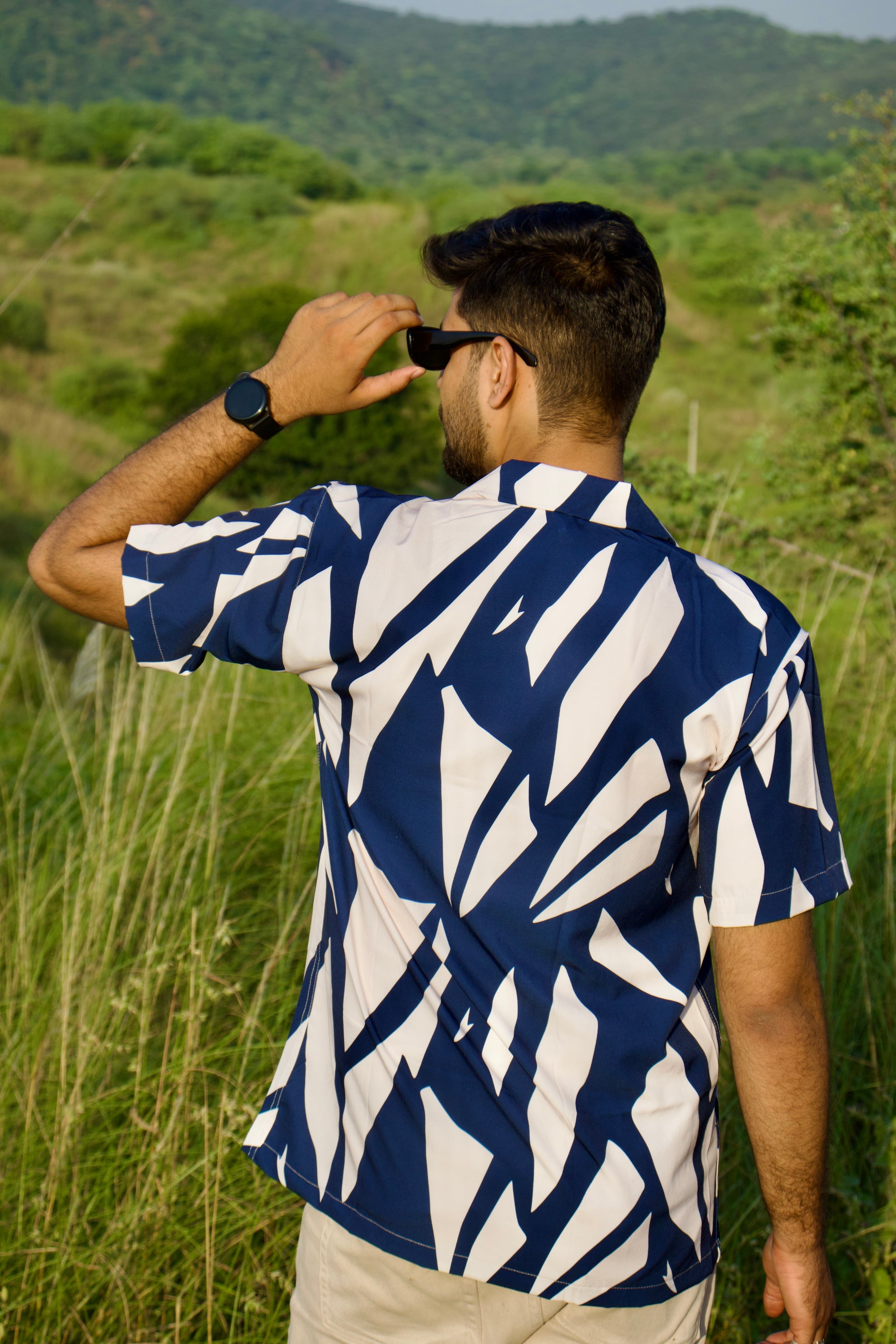 Indigo Brushstroke Textured Shirt