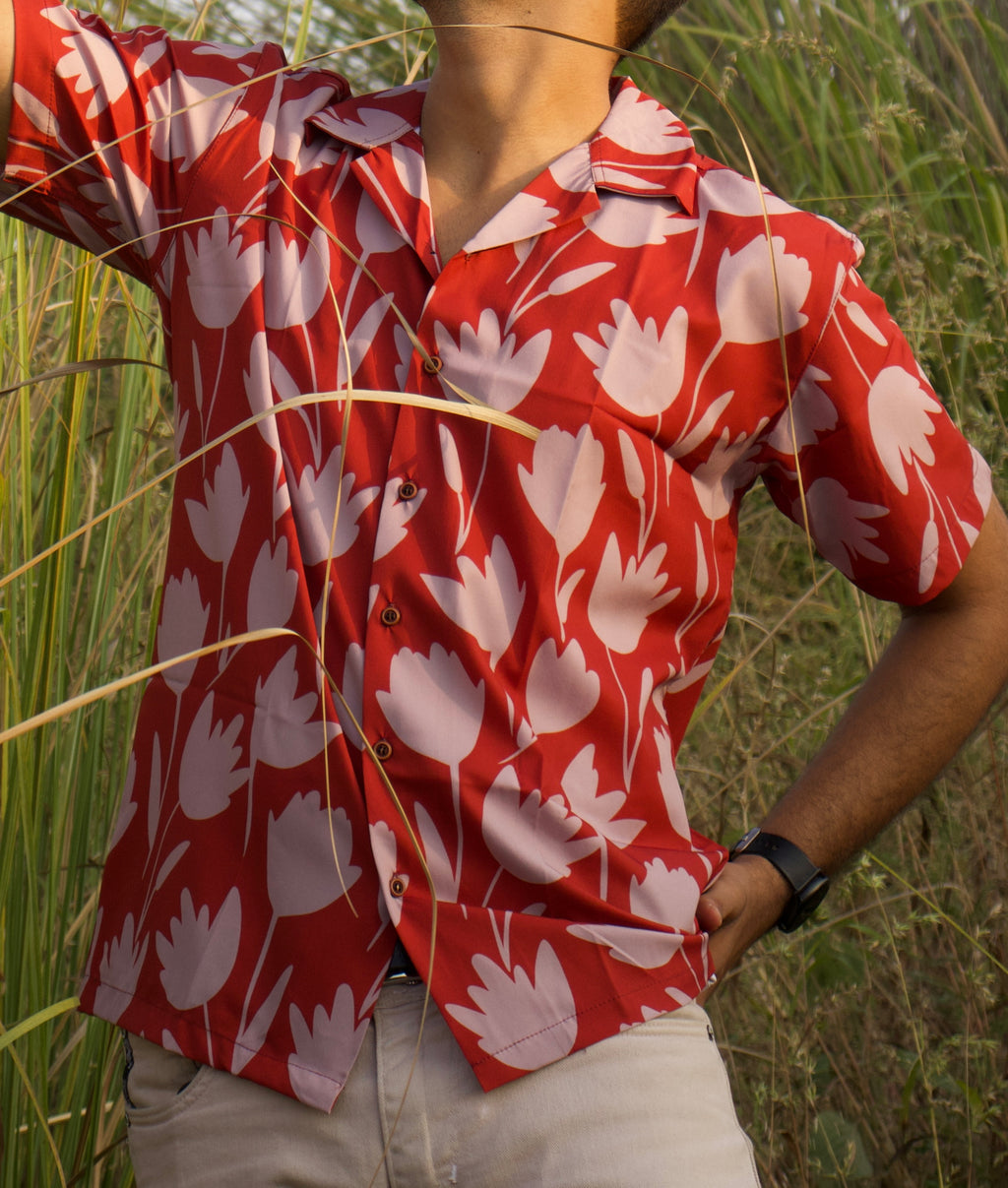 Rust Floral Textured Shirt