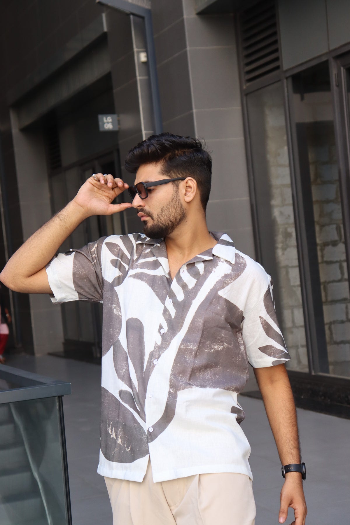 Charcoal Leaf Textured Shirt