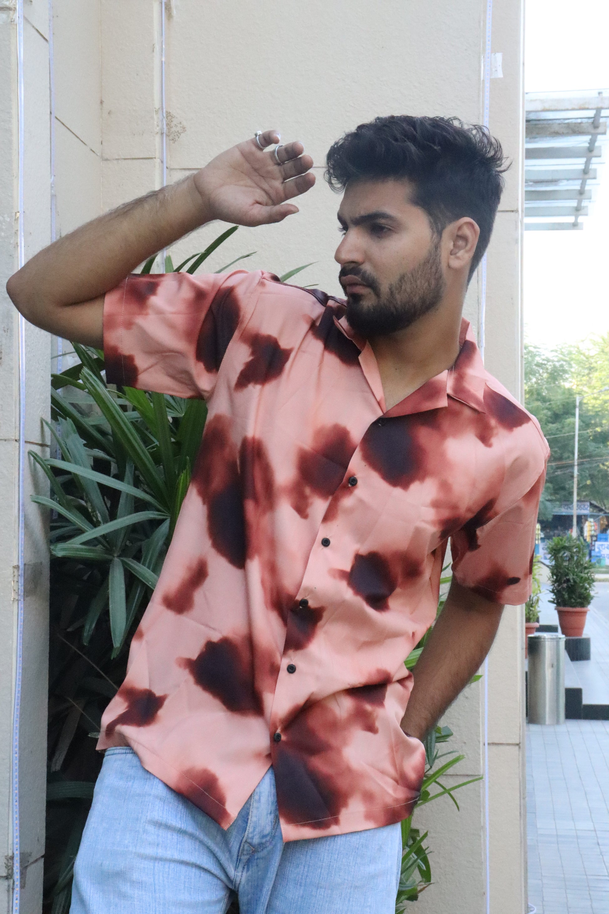 Reddish Tan Watermark Print Shirt