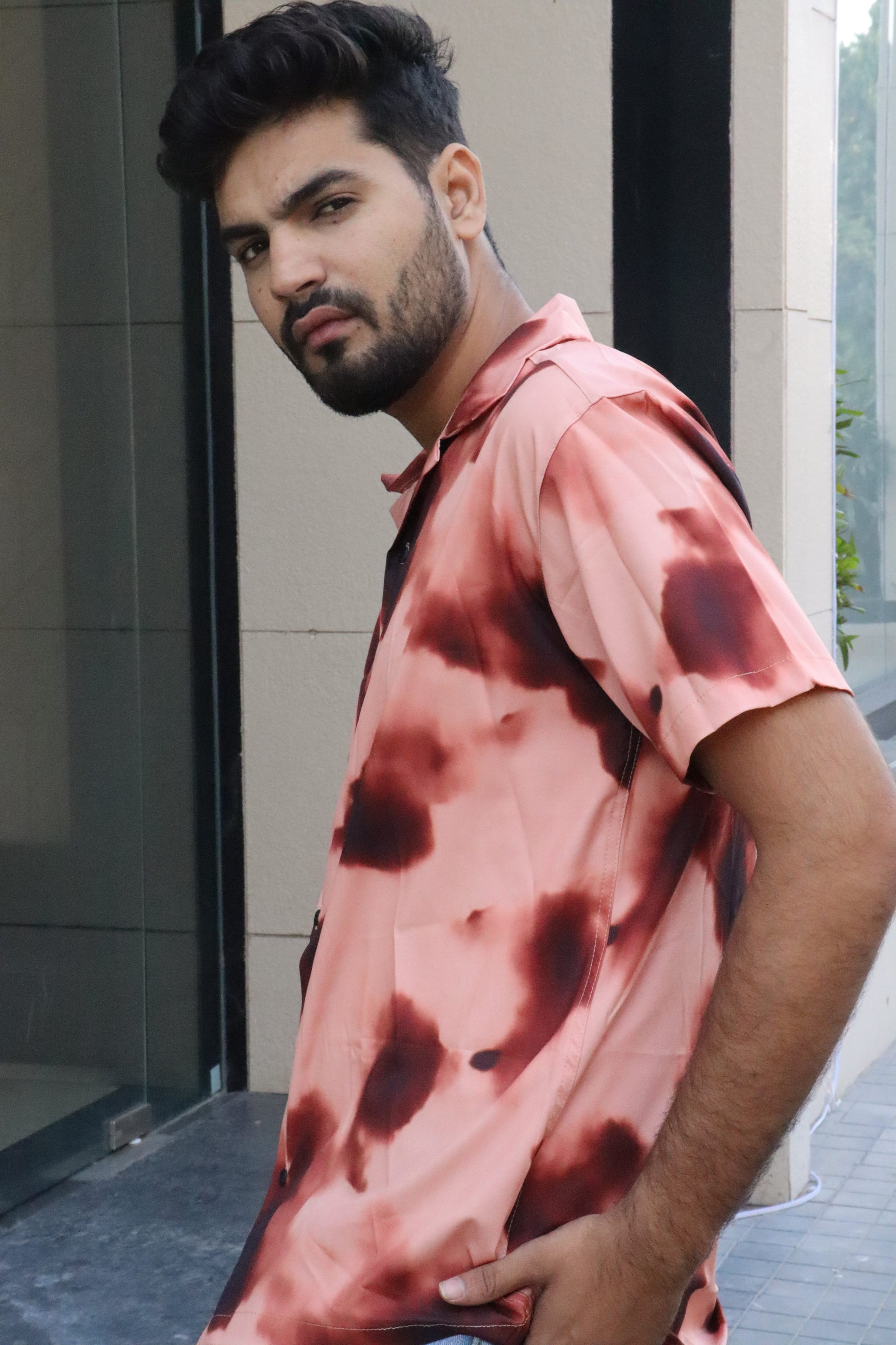Reddish Tan Watermark Print Shirt